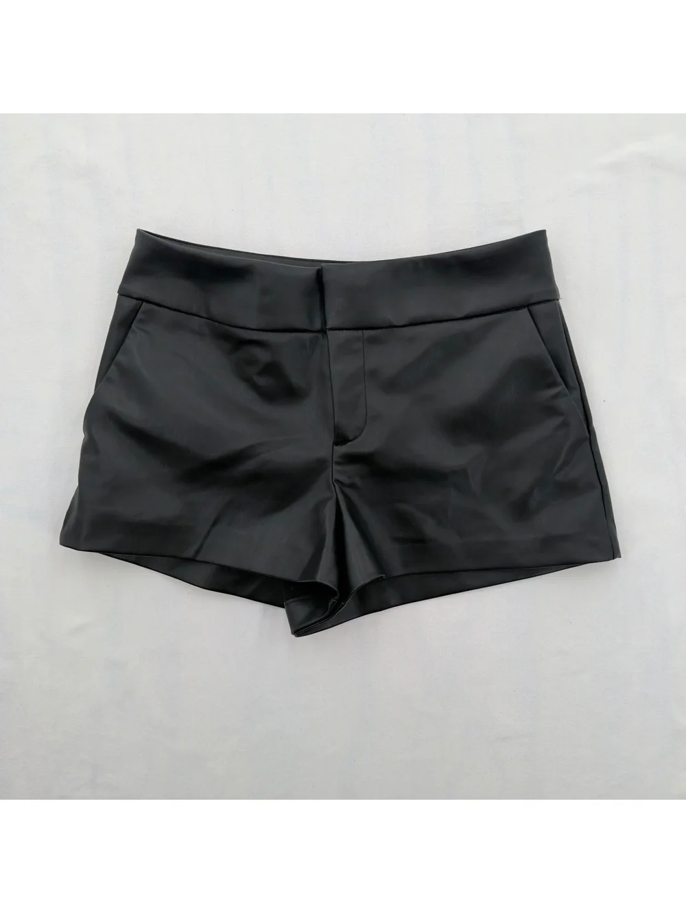NWOT Zara Black Faux Leather High Waisted Shorts Dressy Shorts Size M Goth